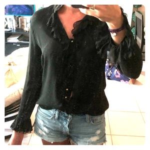 St. John Black Silk Blouse